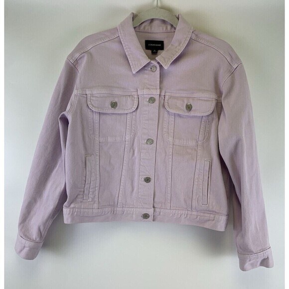 J Crew Garment Dyed Denim Jacket Pink Cropped L7219 Button Collared Women Medium - Picture 2 of 12